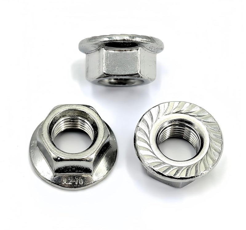 heyday M12x1.25 Serrated Flange Hex Lock Nuts 8 Pcs 304 Stainless Steel 18-8, Full Thread, Hex Drive, Bright Finish - Image 3